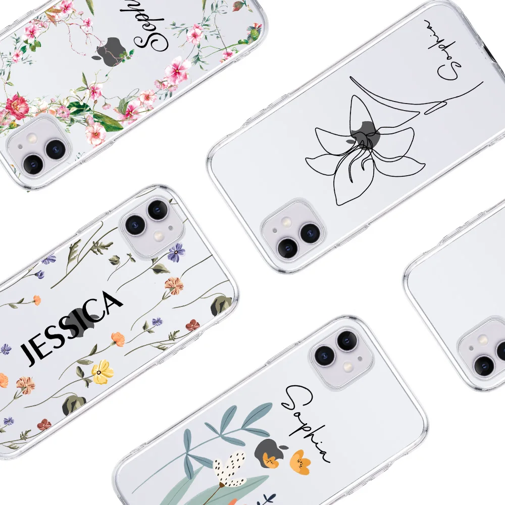 

Custom Name For iPhone 13 Pro Max Case Soft Silicon Transparent Fundas For iPhon 13 Mini 12 Pro X XS Max XR 7 8 Plus SE2 Coque