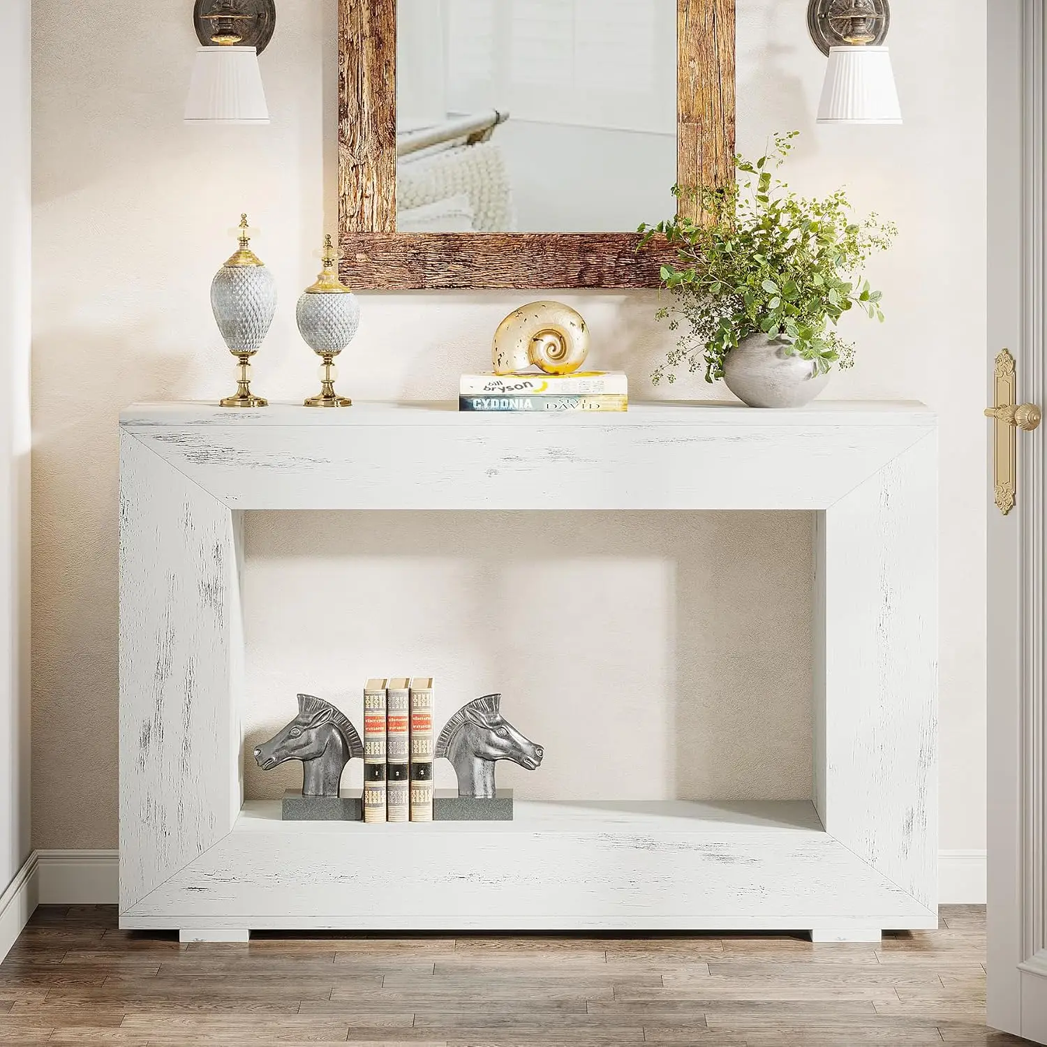 Farmhouse Console Table, 47 Inches Entryway Console Table with Storage, Industrial Hallway Accent Table for Living Room view 4