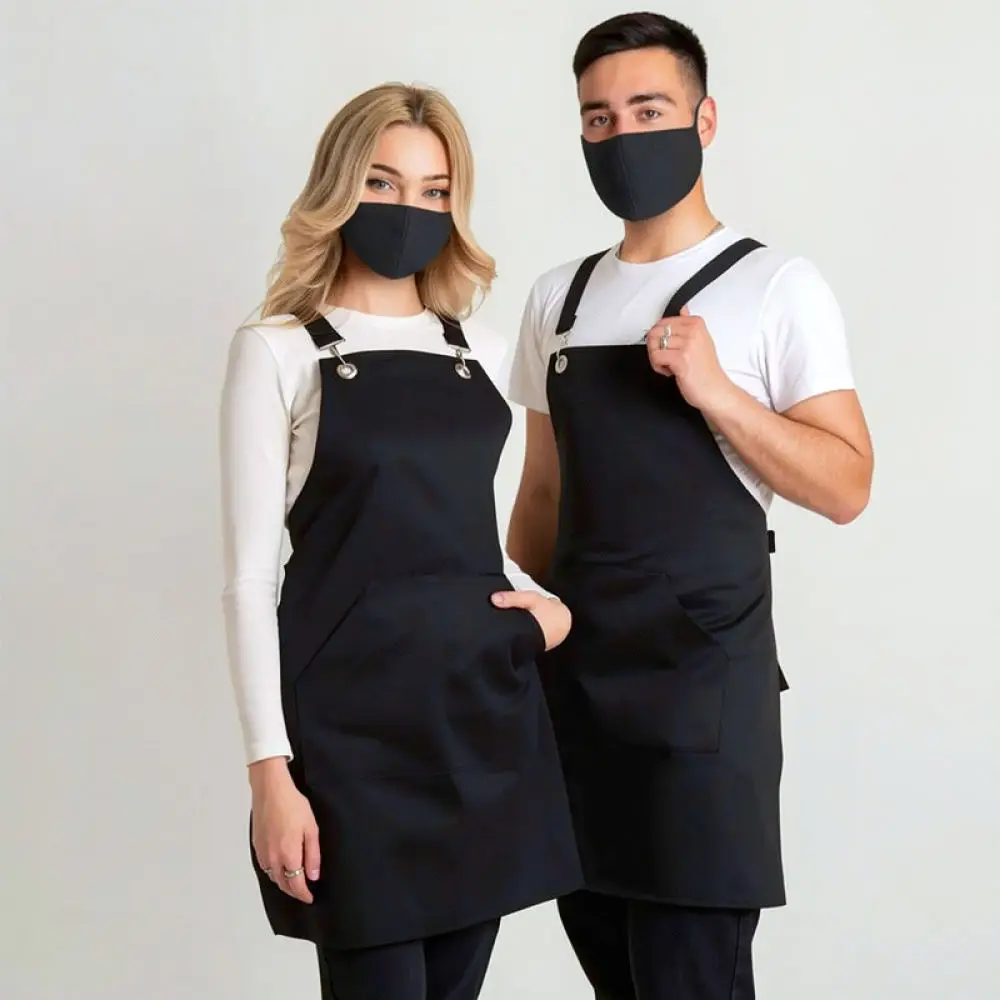 Professional Waterproof Canvas Apron Kitchen Baking Cooking Chef Smock Utility Workwear Multi Pocket Durable Protective Apparel