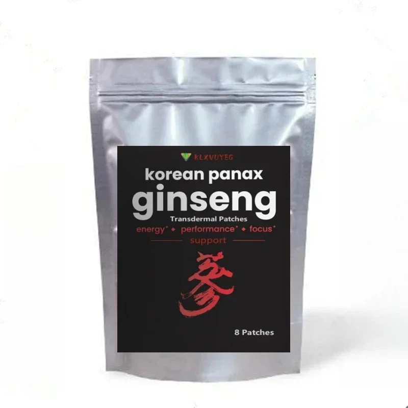 Korean Red Panax Ginseng 5000mcg 8 Transdermal Patches Extra Strength Root Extract Powder Supplement with High Ginsenosides