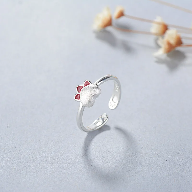 

Fashion Sweet Animal 925 Sterling Silver Jewelry Popular Personality Cute Cat Claw Opening Creative Rings TYB491