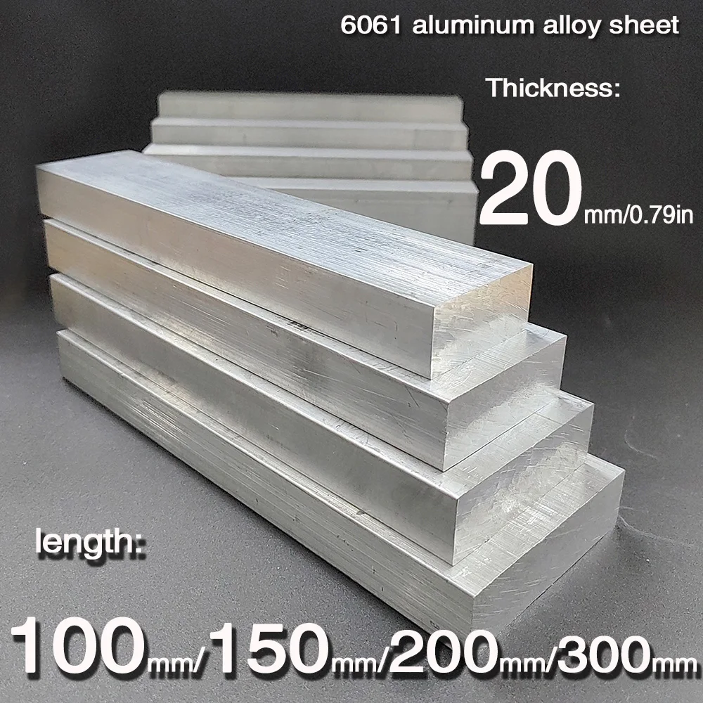 

Thickness 20 mm Width25 35 45 55 65 75 85 95mm 6061 Aluminum Alloy Flat Bar Length 100mm 150mm 200mm 300mm