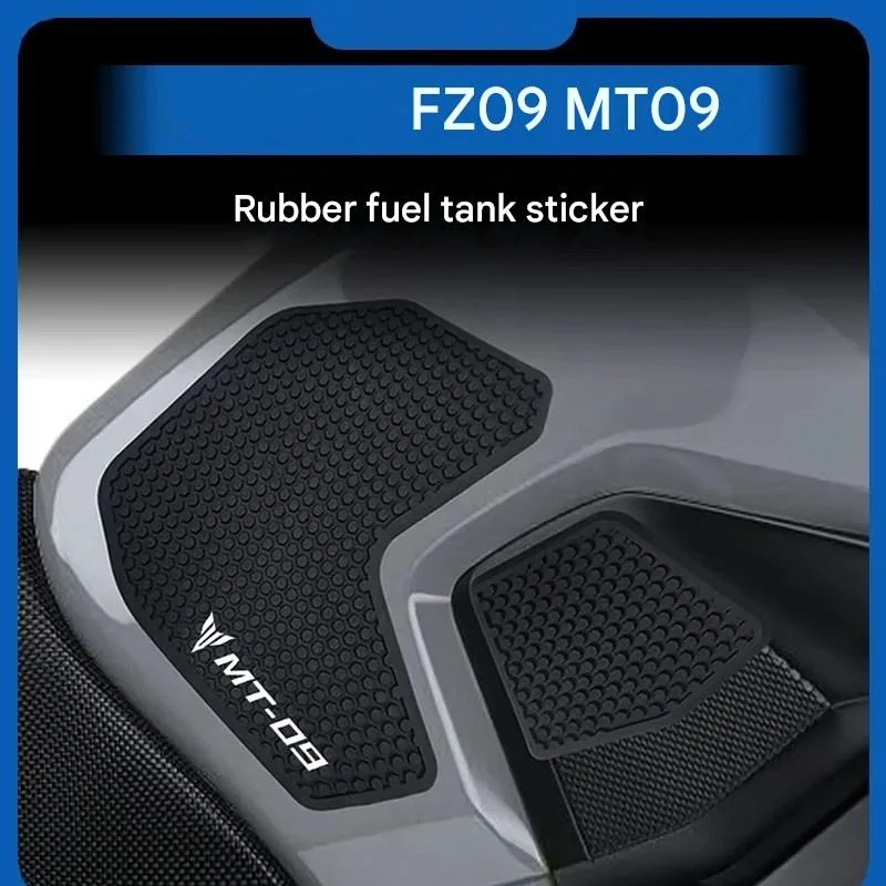 For MT09 FZ09 2013-2022 Textured Rubber Fishbone Tank Stickers Anti Slip Fuel Side Protector Decals Street Bike Mod Parts