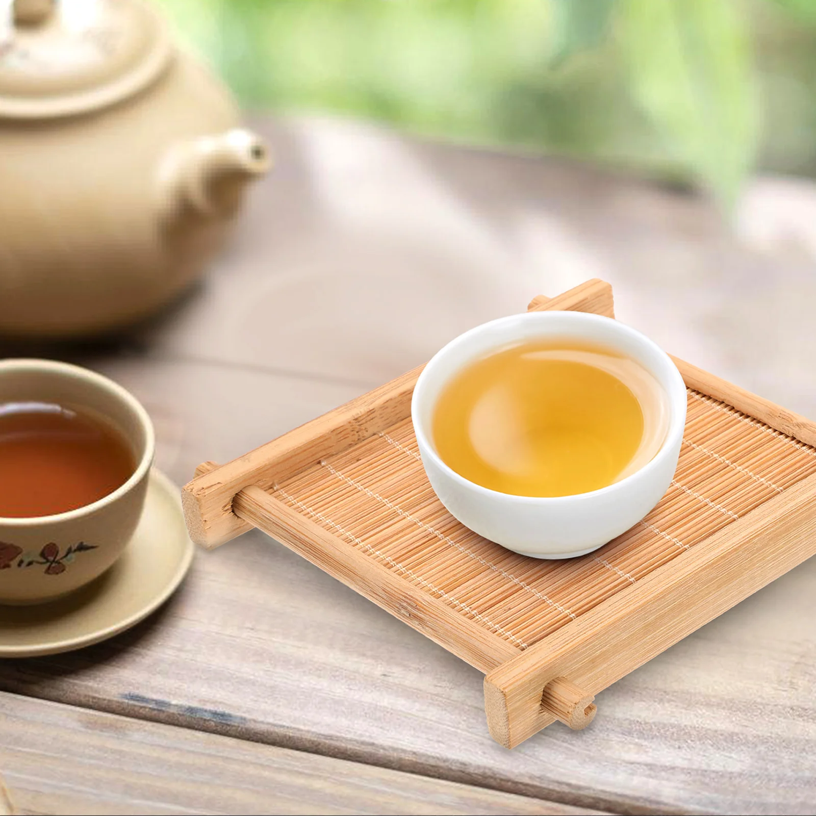 

2pcs Bamboo Cup Pad Chinese Style Food Cup Mats Photography Background Handmade Teacup Mat Premium Bamboo Coaster Stable