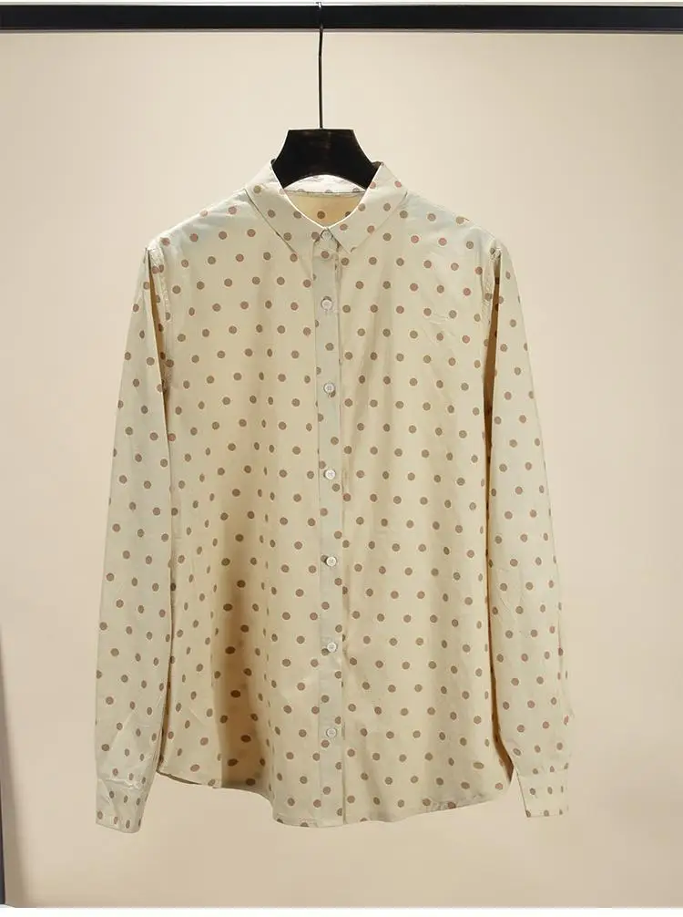 Camicia Casual a maniche lunghe stile straniero donna 2023 primavera e autunno moda nuovo top a pois retrò