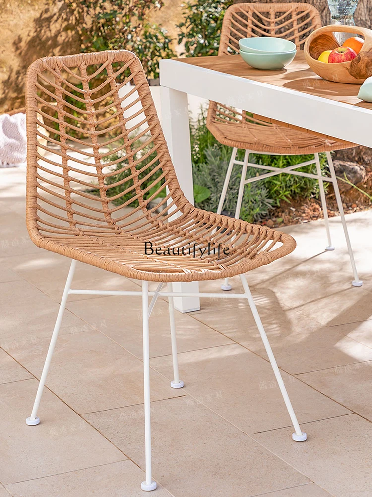 Outdoor Rattan Chair Balcony Waterproof Bed & Breakfast Home Wrought Iron Rattan Leisure Chair