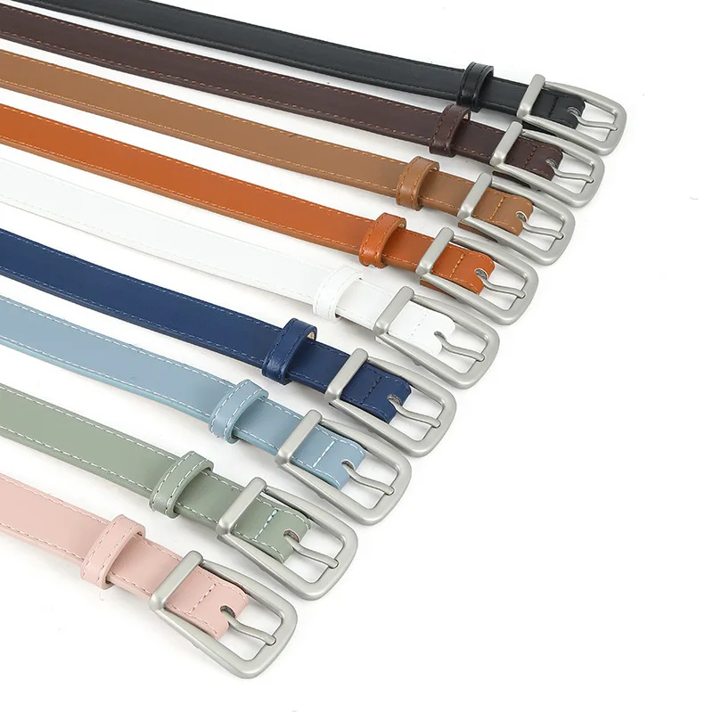 Schlichtes Design Damengürtel, modisch, lässig, vielseitig, für Kleid, Jeans, Accessoires, rosa Pu-Leder, Dornschließe, Bund 2,3 cm – Detail 2