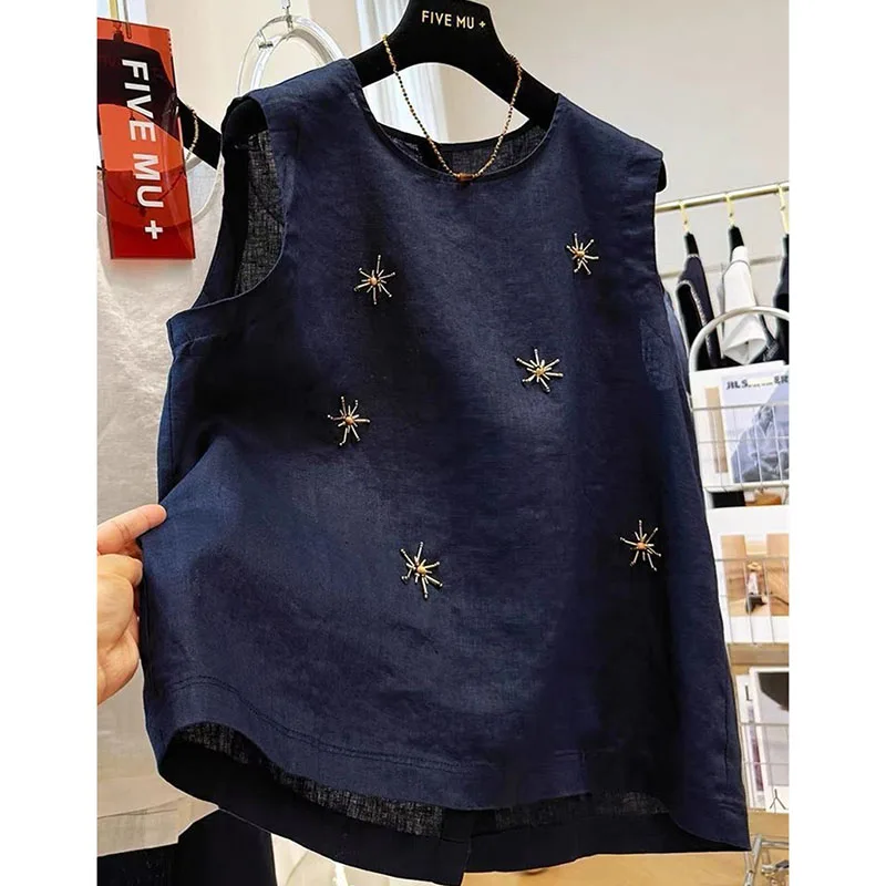 2025 Fashion Embroidered Vest Coat Women's Loose Plus Size Sleeveless VestsTops Summer Sun-Protective Waistcoat Jacket Outwear