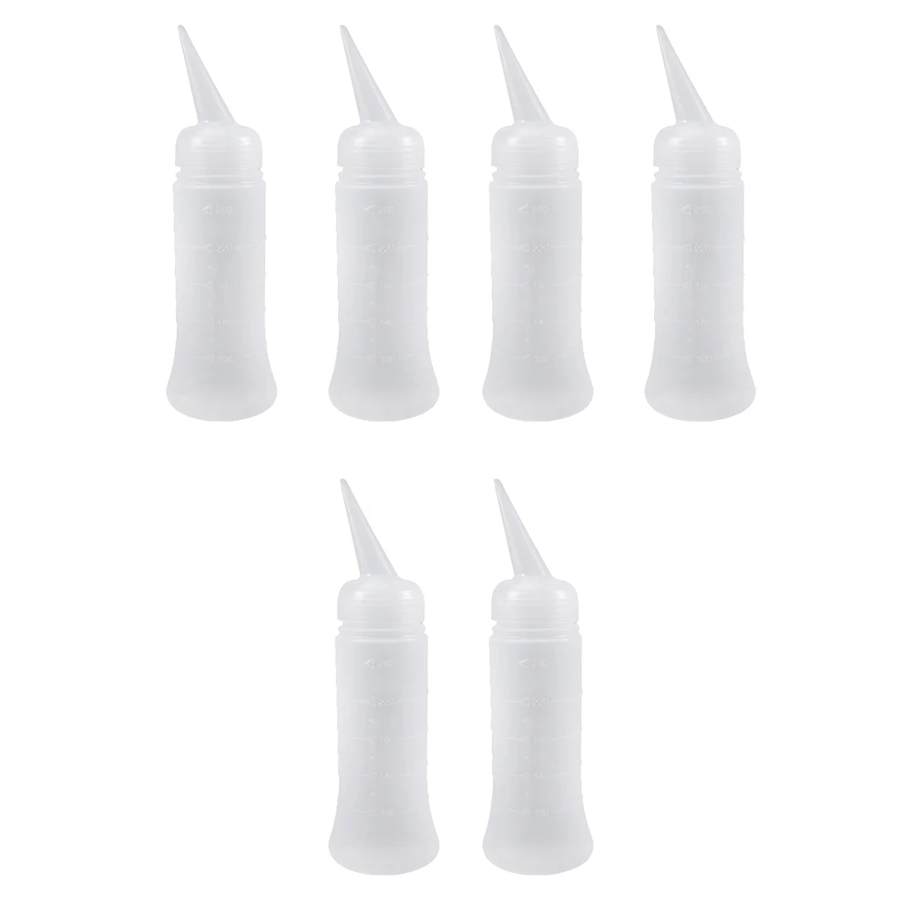 

6 Pcs Hair Dye Bottle Dry Cleaning Squeeze with Nozzle Caps Applicator Graduated