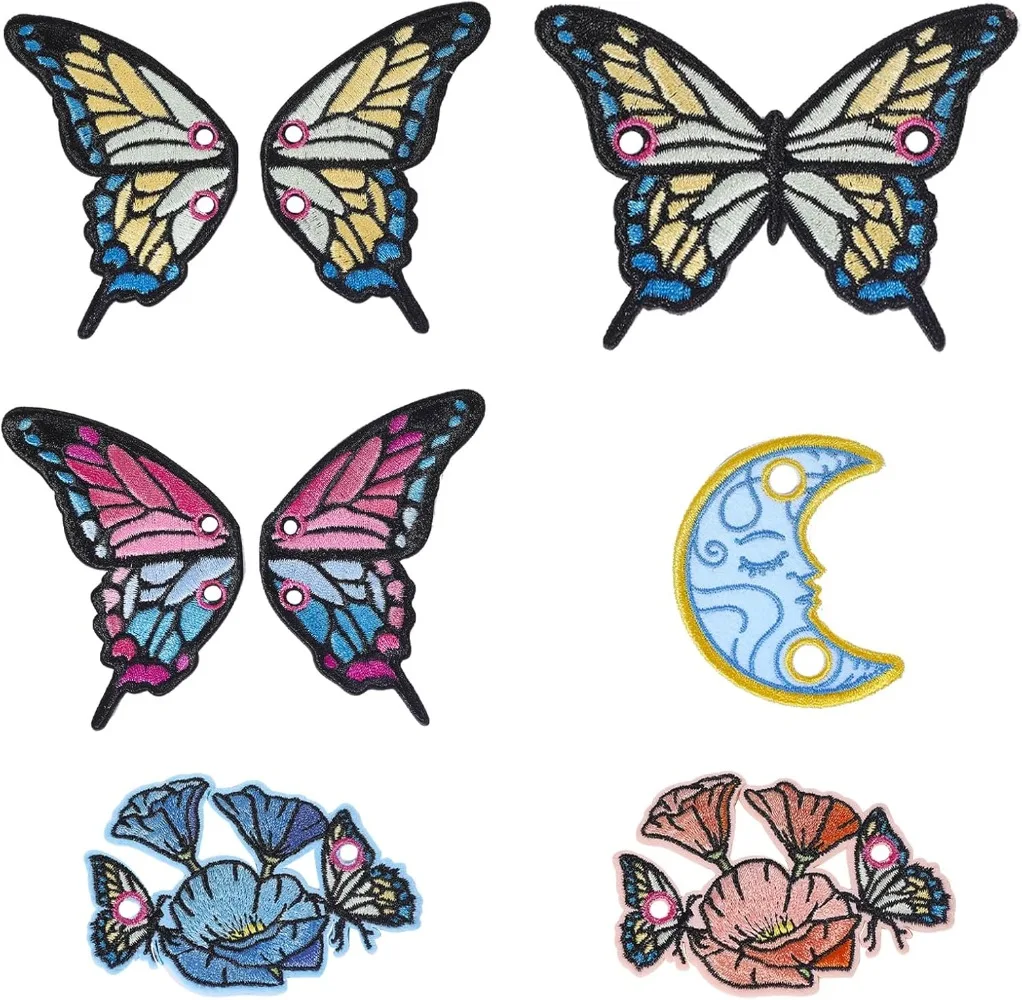 

9 шт., 8 стилей, коньки, обувь, кружево, очаровательные коньки, шнурки, очаровательное украшение, ткань для вышивки, набор для изготовления бабочки с лунным крылом