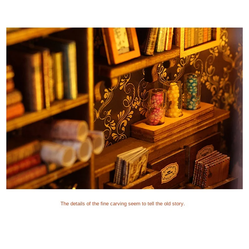 

Diy Cabin Induction Book Three-Dimensional Wooden Assembled Handmade Magic Bookshelf Ornaments Gifts