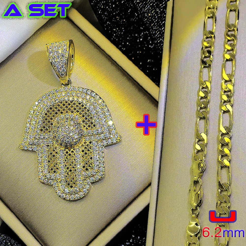 Exclusive customized necklace for hip-hop. Diamond inlaid gold pendant, 18K classical gold-plated craftsmanship, new trend