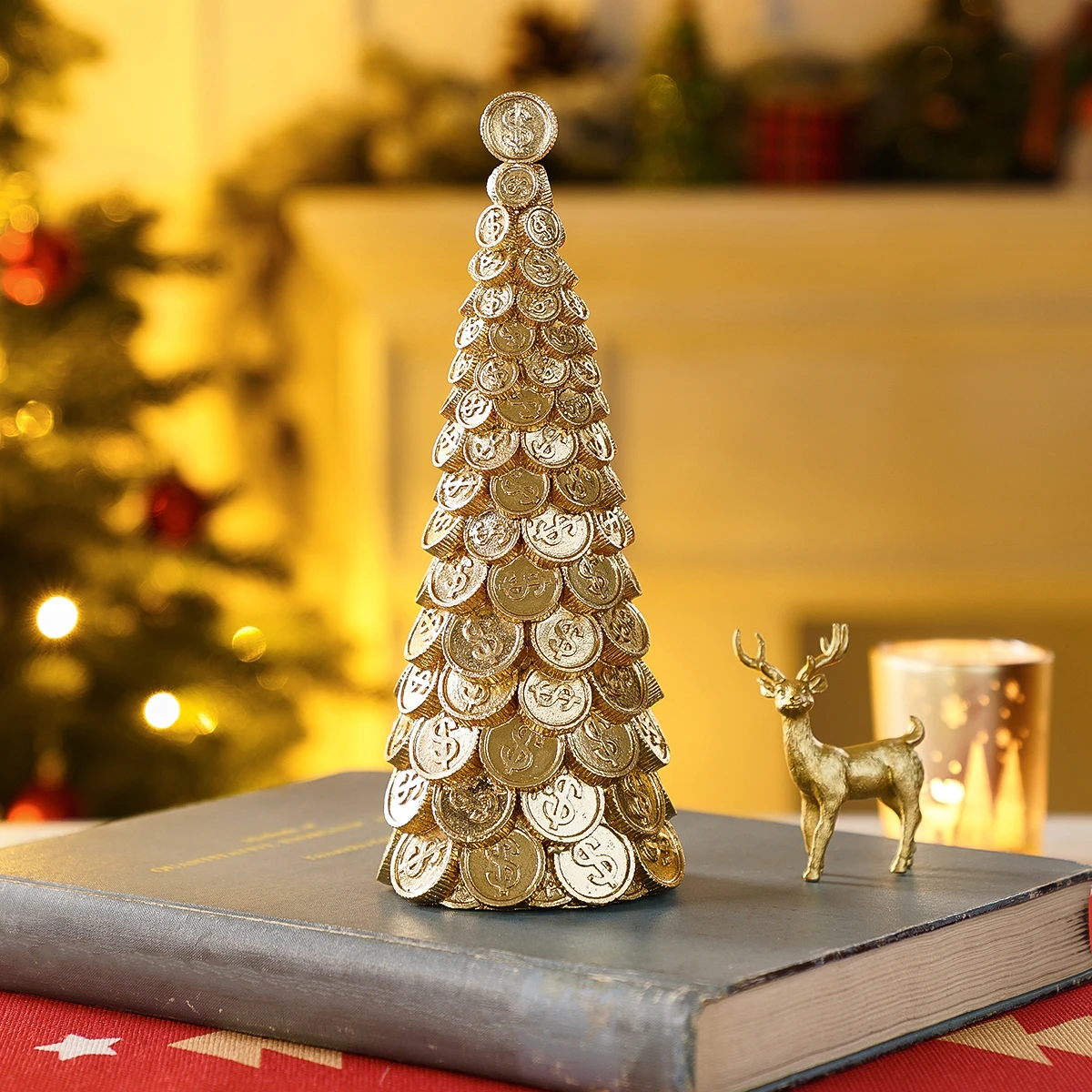 1PC, Christmas Decoration Creative Christmas Tree, Acorn, Pinecone, US Dollar, Bitcoin Shaped Display Piece