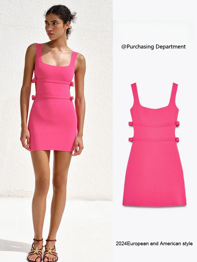 Dr Elely da donna nuovo arrivo estivo impreziosito da colletto quadrato con nodo ort Svel abito a vita alta