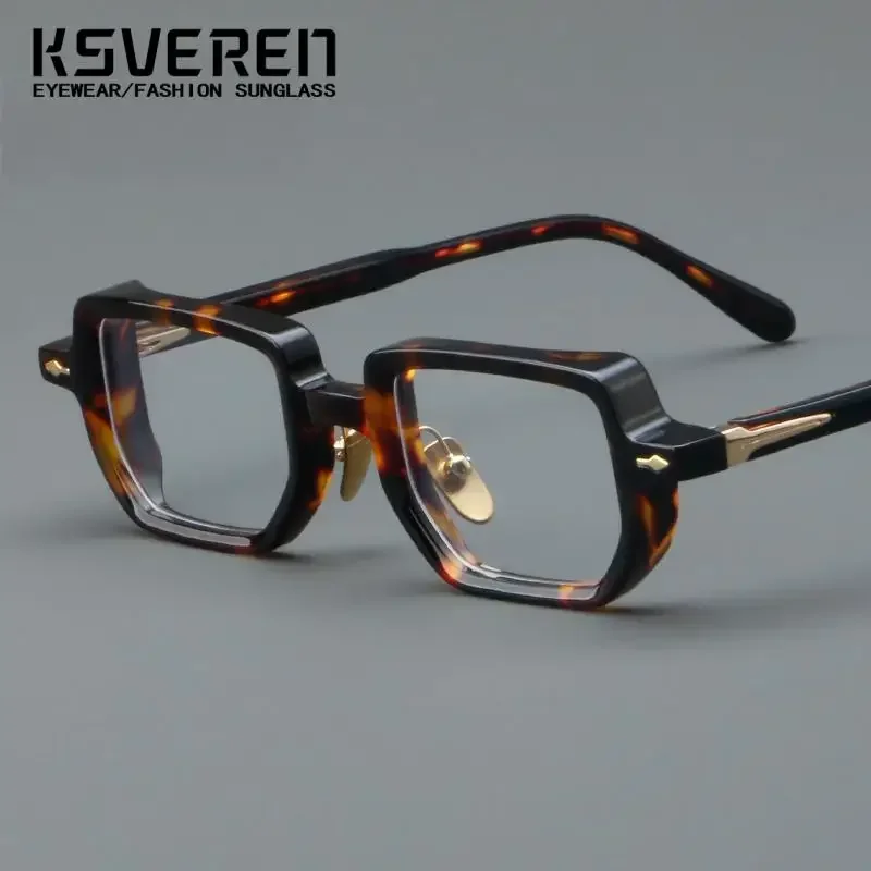 KSVEREN Personality Retro Glasses for men Square Frame myopia optical Acetate glasses for women reading prescription glasses