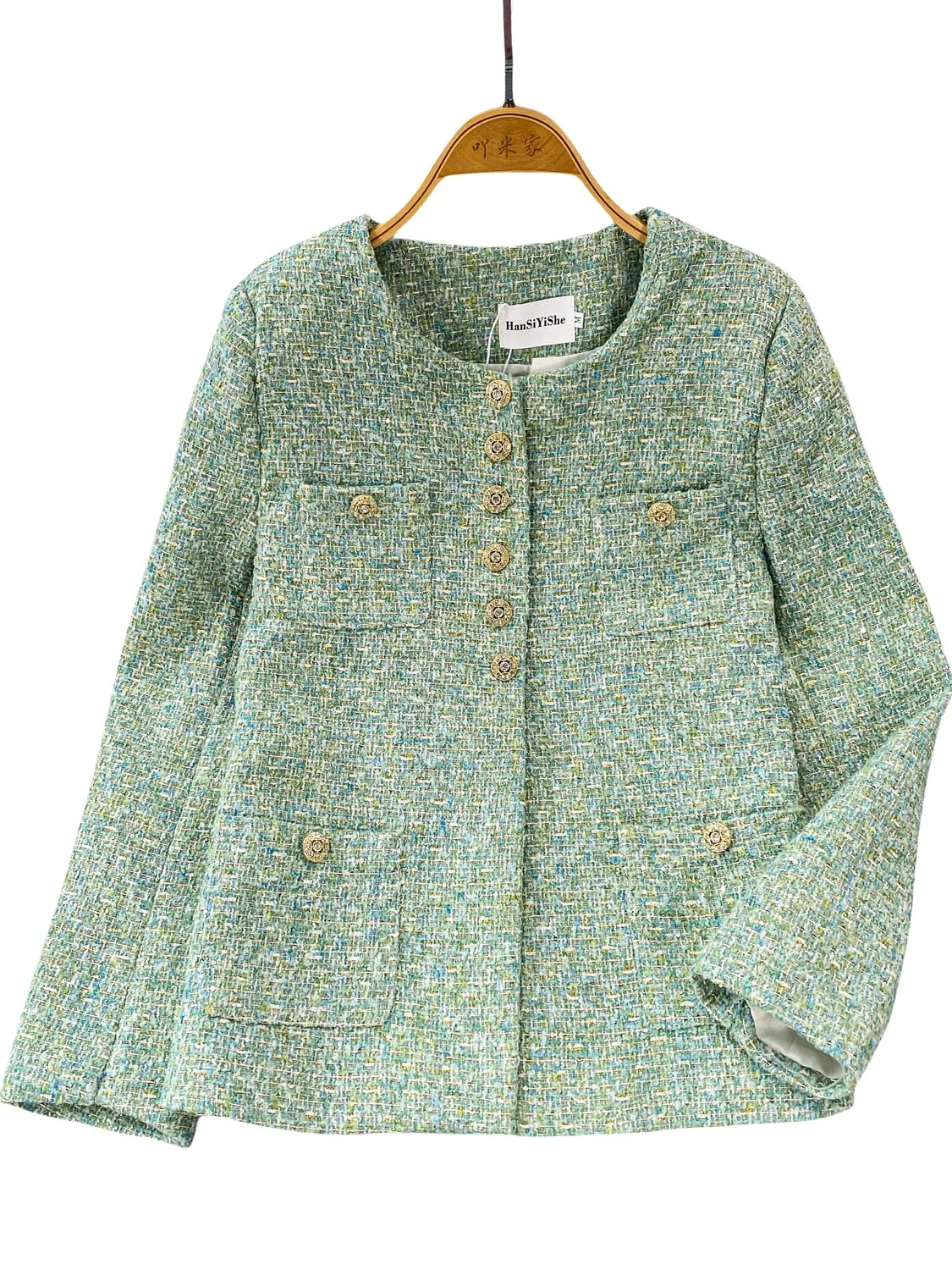 Ele round Ne – vêtements d'extérieur pour femmes, coupe ample, scintillant, Boucle Jaet, automne hiver, haute Sensation, détail bleu en métal