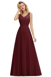 Bridesmaid Dresses Scoop Neckline Chiffon Lace A-line Wedding Prom Formal Evening Party Gowns Sash Robe De Soirée De Mariage