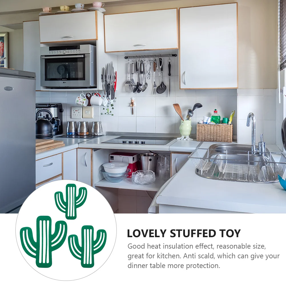 

24 PCS Cactus Pot Pad Insulated Mat Felt Cup Cartoon Coaster Green Drinking Coasters