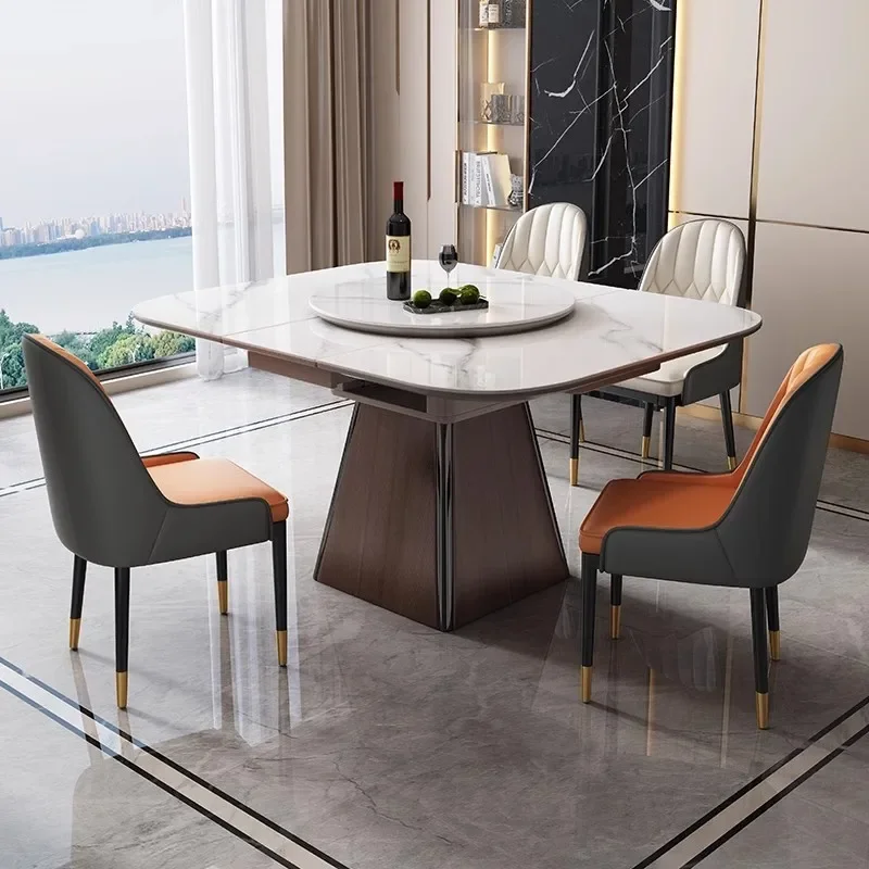 Light luxury slate  , rectangular size, household telescopic induction cooker,, pull-table square table