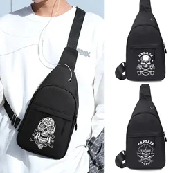 Bolsos de pecho para hombre, bolsos de cintura informales, pequeño paquete de viaje corto, bolso de hombro tipo bandolera impermeable para hombre, bolsos con estampado de calavera