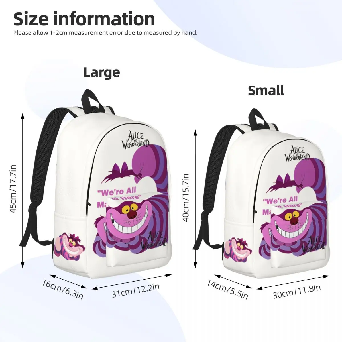 Regalo di compleanno Alice chiusura con cerniera borsa per l\'asilo Disney Alice nel paese delle meraviglie pellicola Versatile borsa per Laptop per