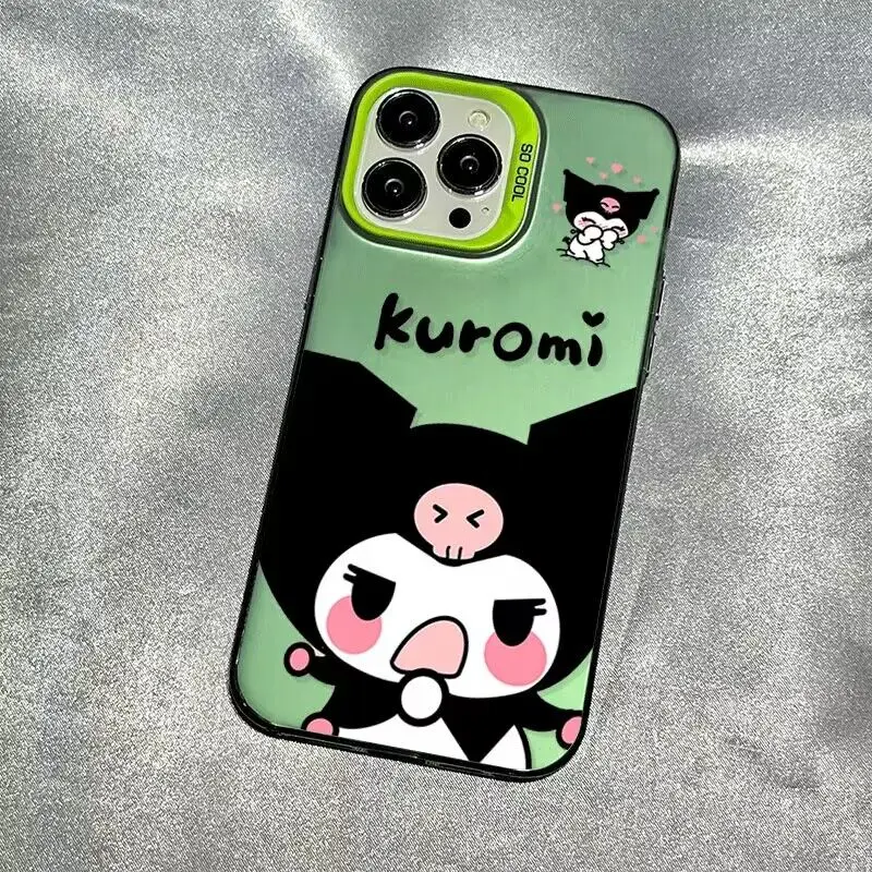 Miniso Sanrio Lovely Kuromi Phone Case For iphone 15 14 13 11 12 PRO MAX XR 8 PLUS Love The Heart Silica Gel Anti Drop Cover Y2k