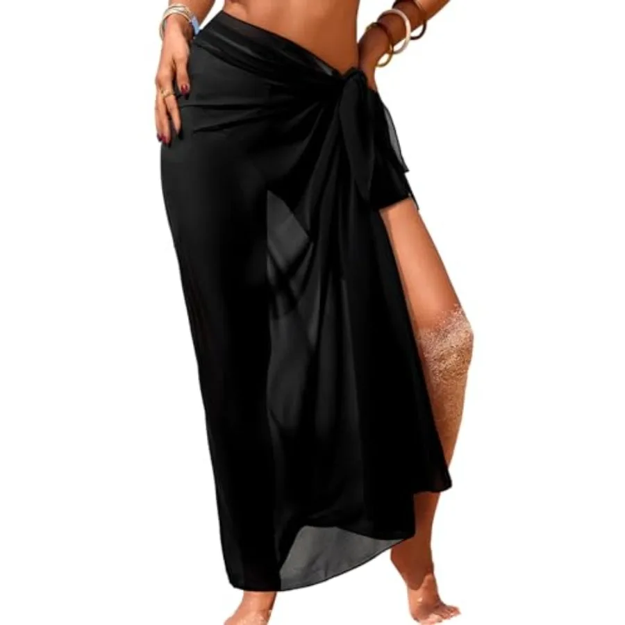 

Женский прозрачный саронг Herseas с высоким разрезом, универсальный размер, пляжная накидка-туника из шифона с цветочным принтом, лето 2026