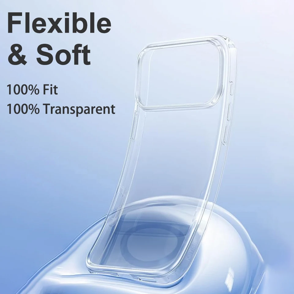 Funda transparente de lujo para iPhone 17 16 15 11 12 13 14 Pro Max Plus Air XR X, TPU de silicona suave 4