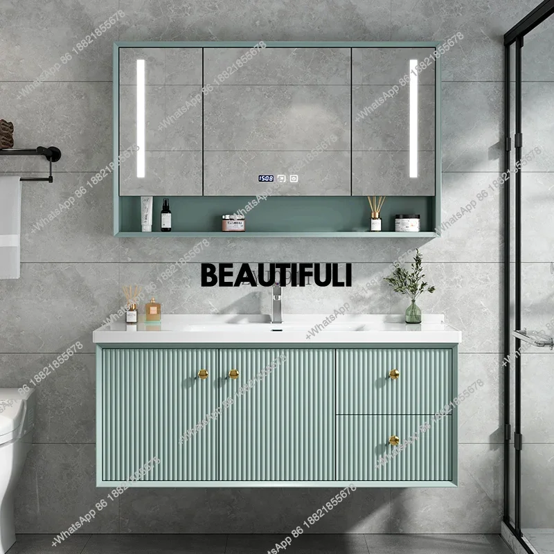 

RR Bathroom Cabinet Integrated Ceramic Basin Oak Paint Washbasin Cabinet Combined Washbasin