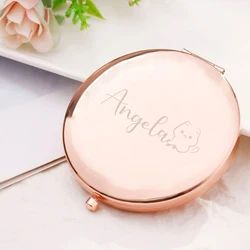 1pc incisione simpatico gatto con nome personalizzato specchio per il trucco regalo di compleanno nastro color oro specchio pieghevole con nome personalizzato