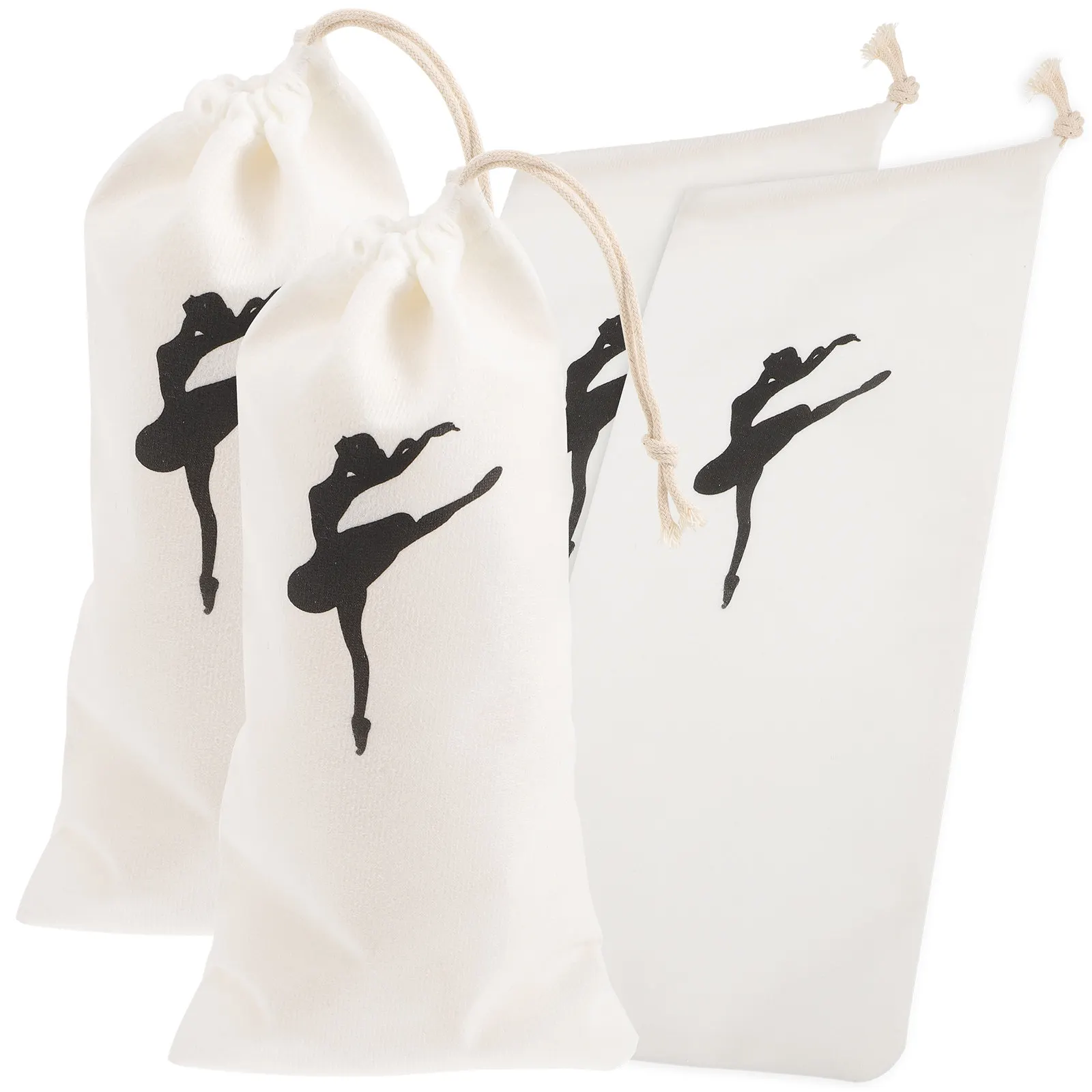 

4Pcs Pointe Shoes Pouches Ballet Shoe Bags Drawstring Canvas Dance Bag Strong Wear-Resistant for Dance Shoe Organization