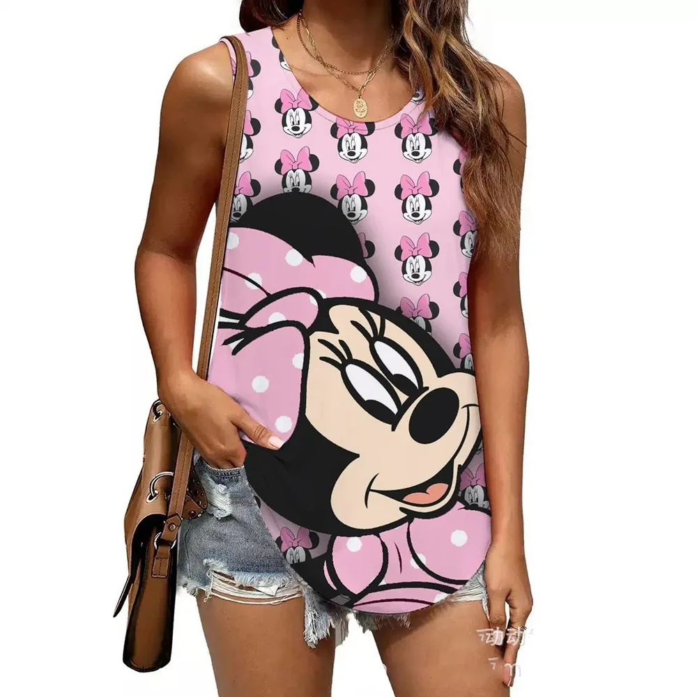 

Disney Mickey Mouse Minnie 3D Printing Tank Tops 2025 Summer Men's Women's O-Neck Casual Vest Quick-drying Sleeveless T-shirts