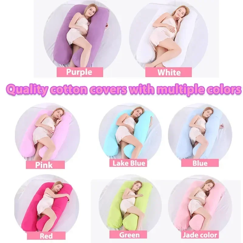 Cotton Pregnant Maternity U-type Body Pillow Case 140/150CM with Removable Washable Cover Sleeping Support for Leg Pillow Cover