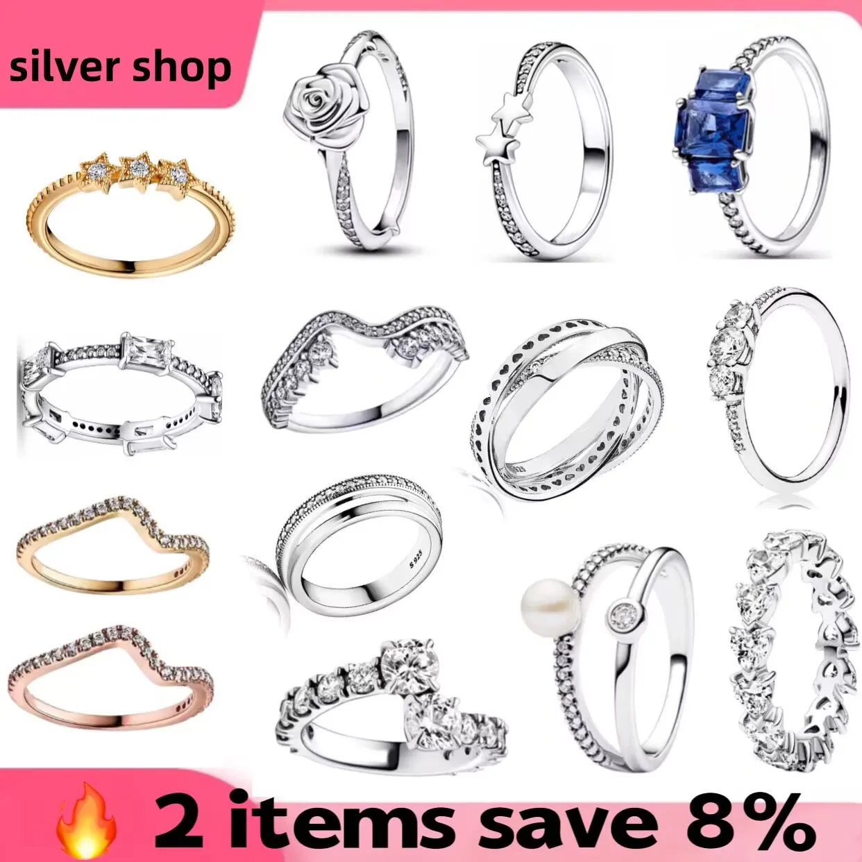 

Romantic 925% Sterling Silver love Rose Flower Statement Ring For Women Exquisite Style Fashionable For Parties Wedding Jewelry