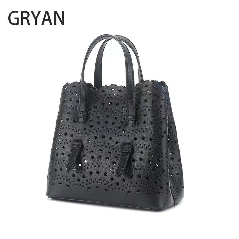 Brand Design Fashion Large Capacity Genuine Leather Bucket Bag 2024 High Quality Cowhide Versatile Shoulder Handbags For Women