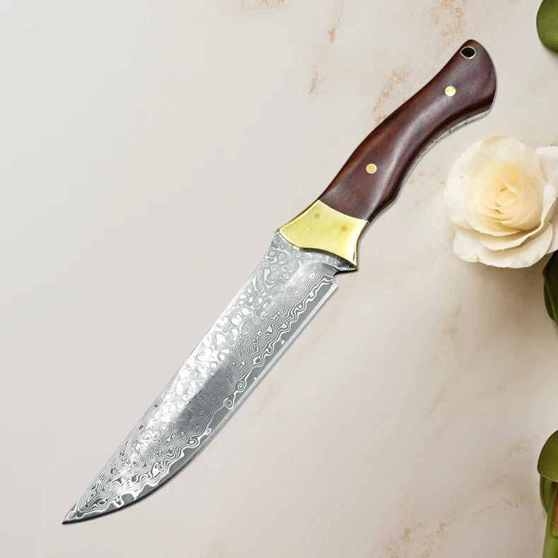 

High Hardness VG10 Damascus Blade Red Sandalwood Handles Tactics Knife Outdoor Survival Wilderness Camping Portable EDC Tools