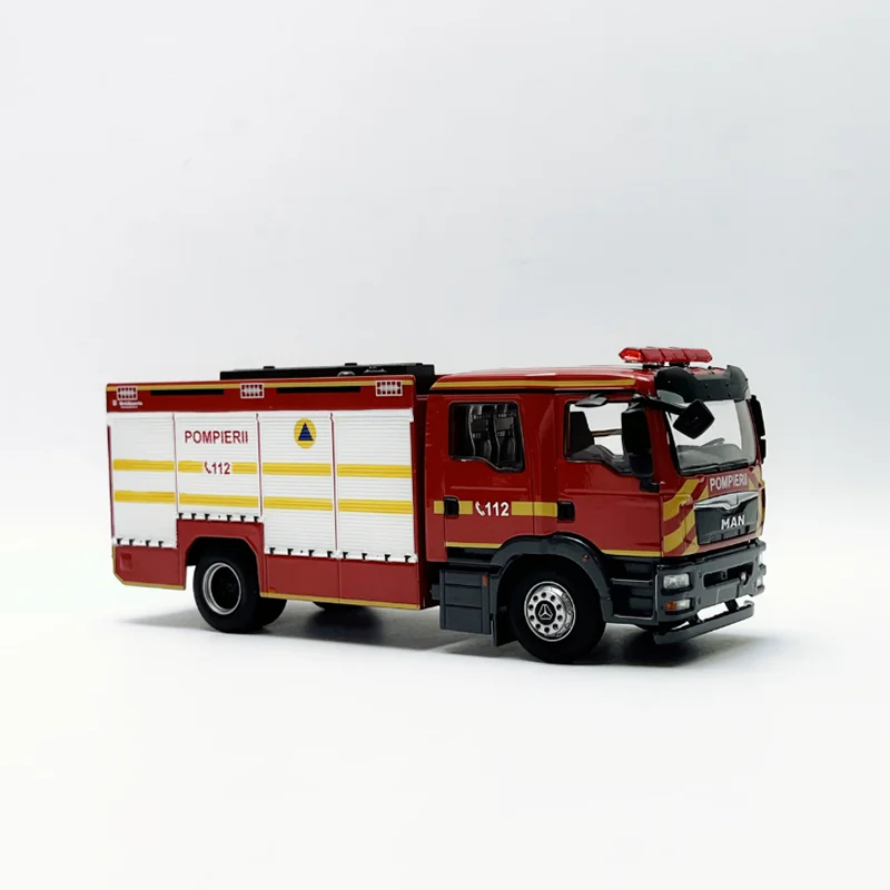 Diecast 1/43 MAN Rescue Major Fire Engine Alloy Car Model Simulation Toy Collection Adult Gift Static Display Desktop Decoration