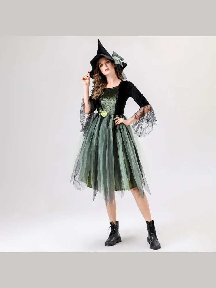 

loween een Wild Goose Chase Retro Witch Me Skirt Cosplay Performance Costume Par Game Stage Apparel High Waist Polye...