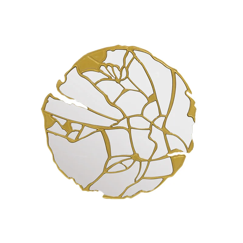 

Light luxury decorative mirror, living room entrance wall wrought iron decorative mirror, bedroom round art hanging mirror