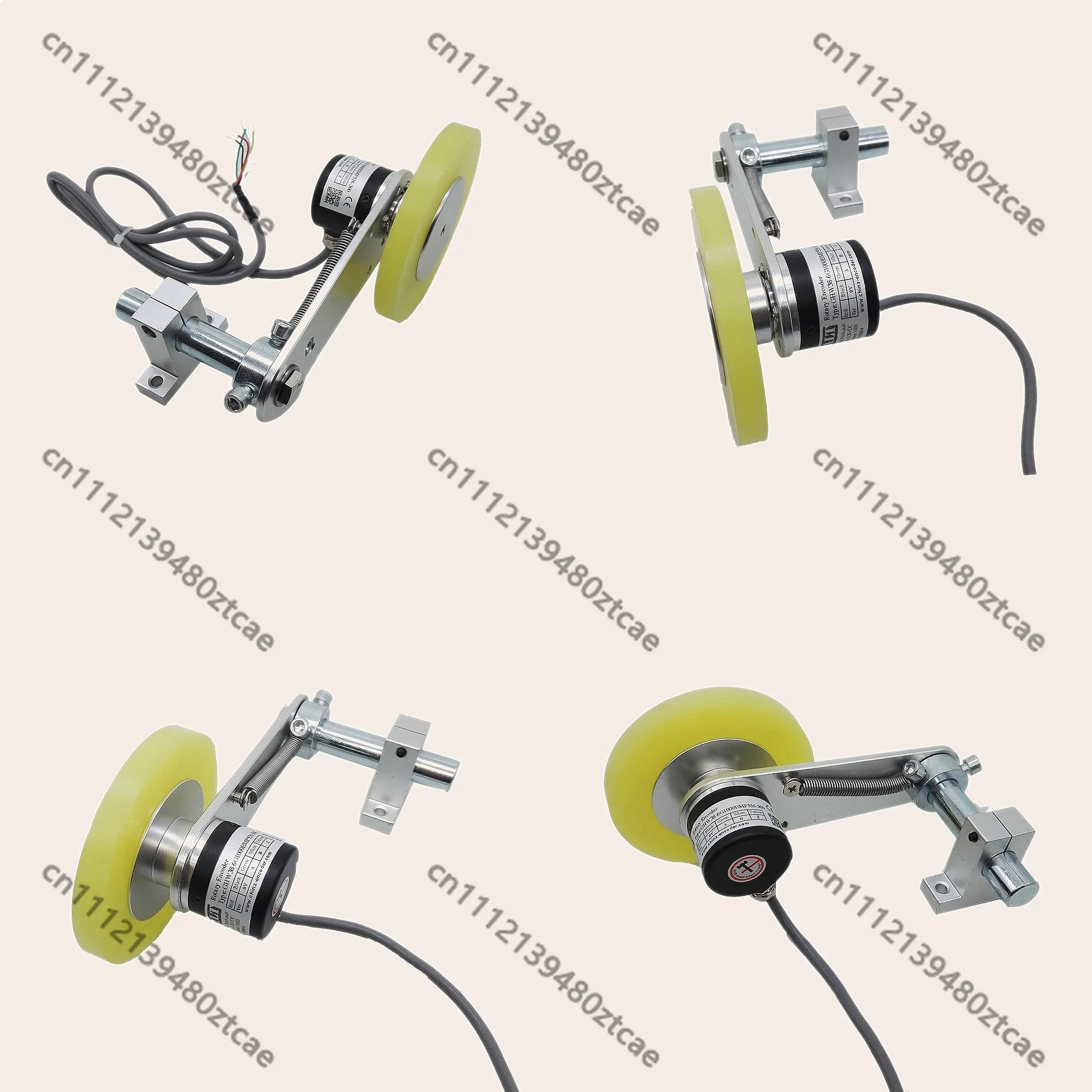 Wheel Measuring Rotary Encoder 38mm Outer Dia NPN PNP ABZ 100-2000PPR with Bracket