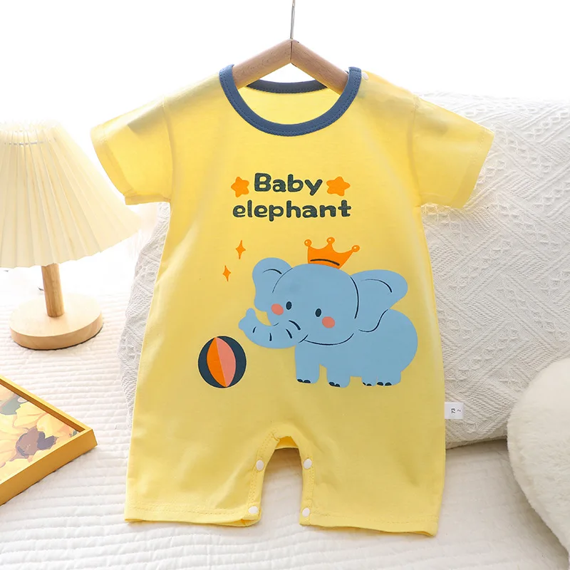 Infant Toddler Crawling Clothes Cotton Summer Boys Girls Thin Baby Short Sleeve Romper Children's Onesie #2