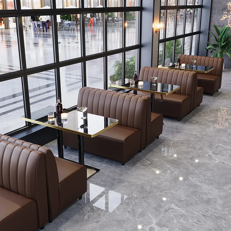 Commercial Booth Sofa Set Industrial Style, Table Chair Combination for Bar Cafe Dessert BBQ Western Food Milk Tea Catering Shop