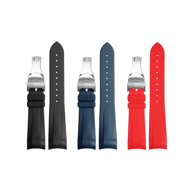 حزام ساعة مطاطي عالي الجودة لتيودور بلاك باي 1958 M79030N برونزية صغيرة زهرة نحاسية زهرة حمراء 22 مللي متر سوار نهاية منحنية