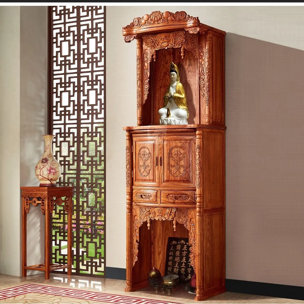 CZ mahogany hedgehog red sandalwood shrine cabinet shrine god of wealth  shrine vertical cabinet solid wood offering home