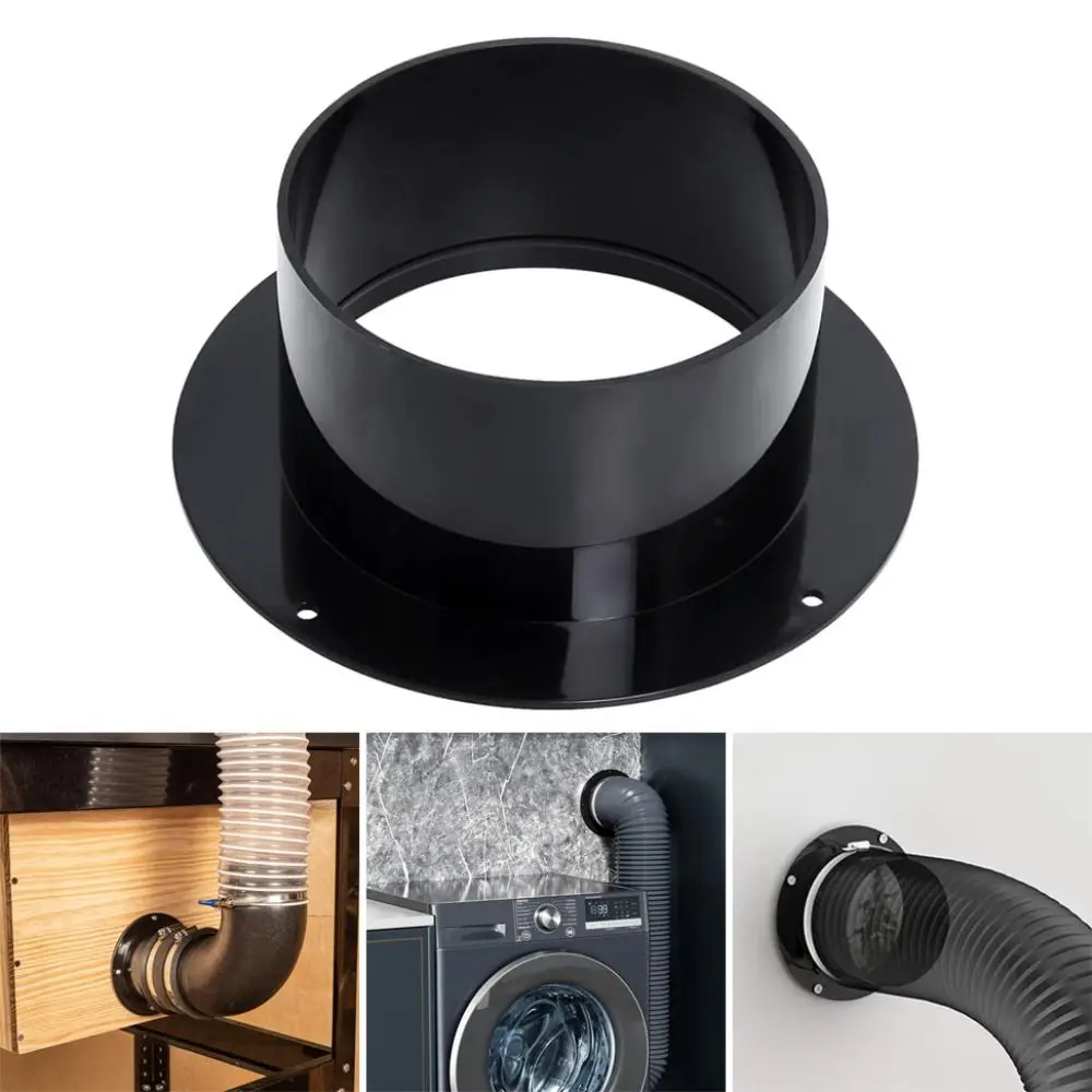 Fan Connection Round Wall Flange Connector Black Plastic Ventilation Pipe Joint Air Pipe Joint Exhaust Pipe Connector