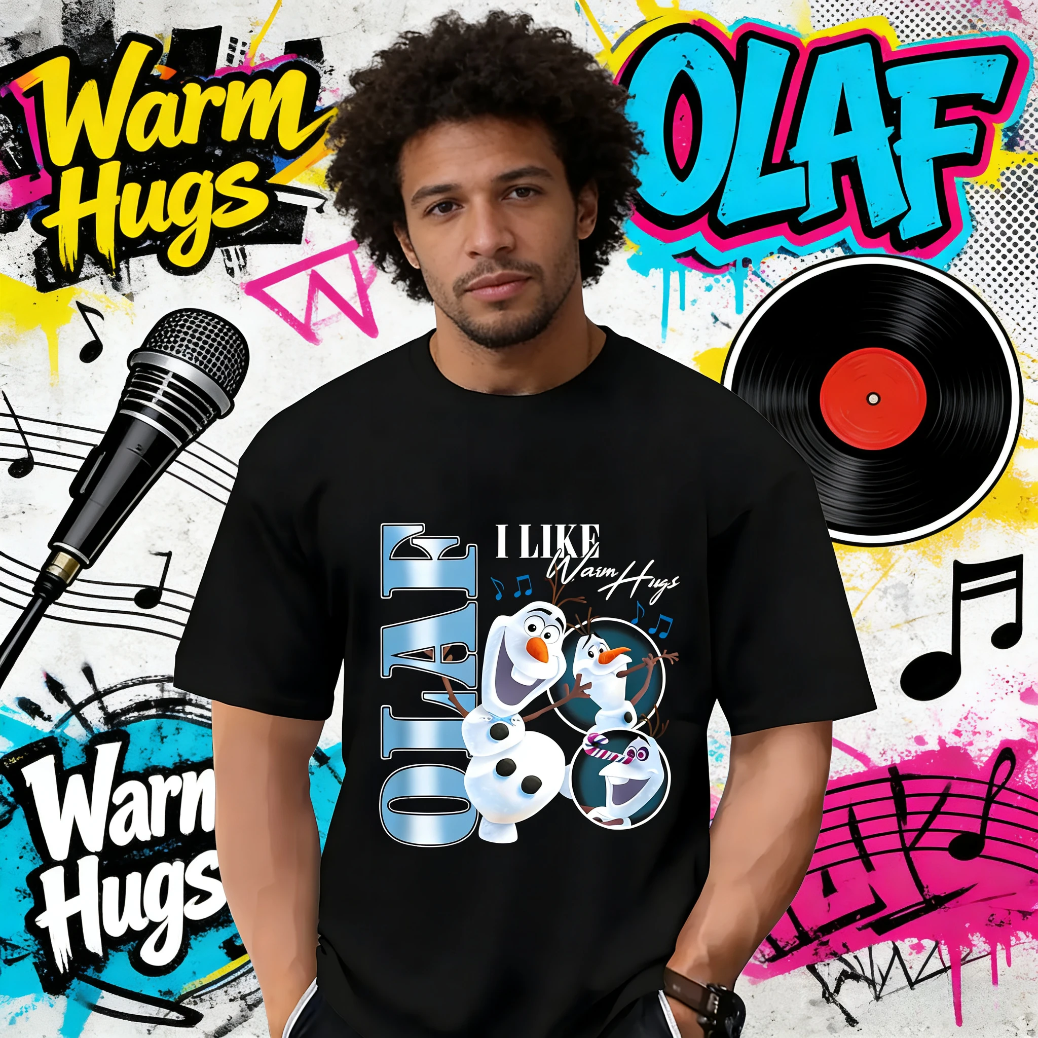 

Summer Disney Frozen Printed Pure Cotton T-shirt, Fashionable, Loose, Casual Short-sleeved, Suitable for Both Men and Women