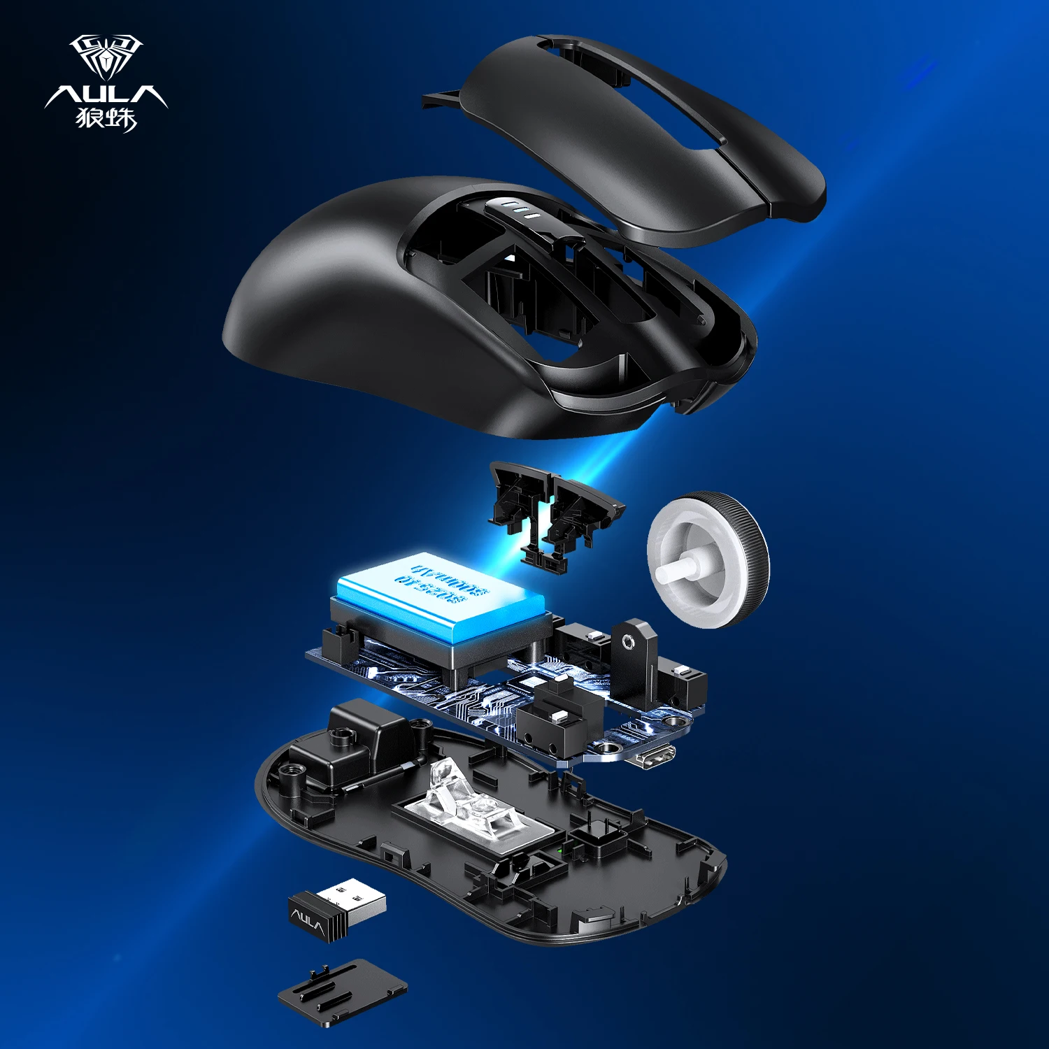 AULA SC580 Gaming Mouse Tri-mode Rechargeable Ergonomic Bluetooth Mouse 10000 DPI Wireless Bluetooth Mice for Office Gaming Orig