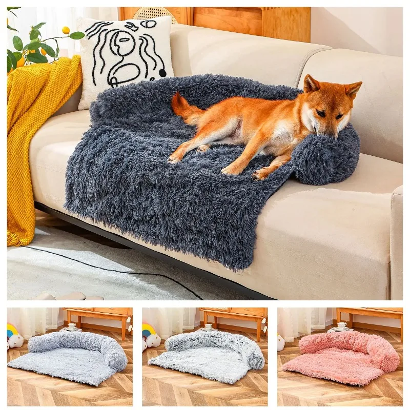 

Fall/Winter Linen Pet Nest Removable Washable Dog Bed with Non-Slip Bottom Comfortable Solid Color Winter Sleeping Nest Mat
