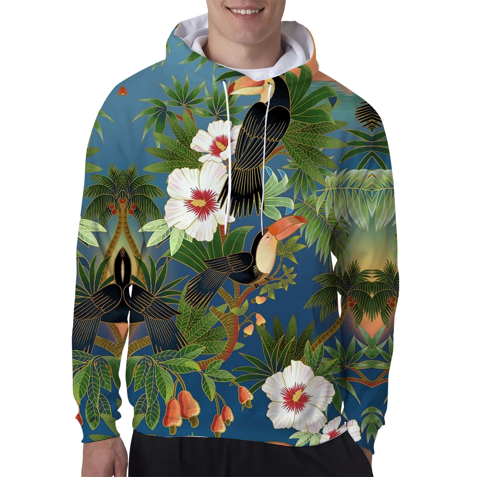 

HX Fasihon Animals Hoodies Tropical Plants Seabird Sunrise Printed Sweatshirts Mens Zip Up Coats Men Women Clothing Dropshipping