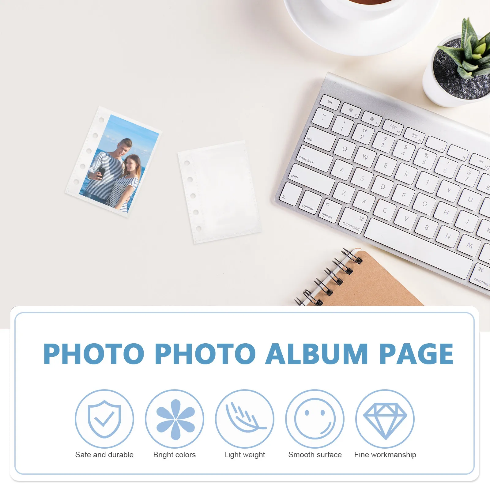 

10 Sheets Plastic Photo Card Sleeves M5 Double Sided Clear Binder Pages for 5 Ring Binder Refill Inserts Card